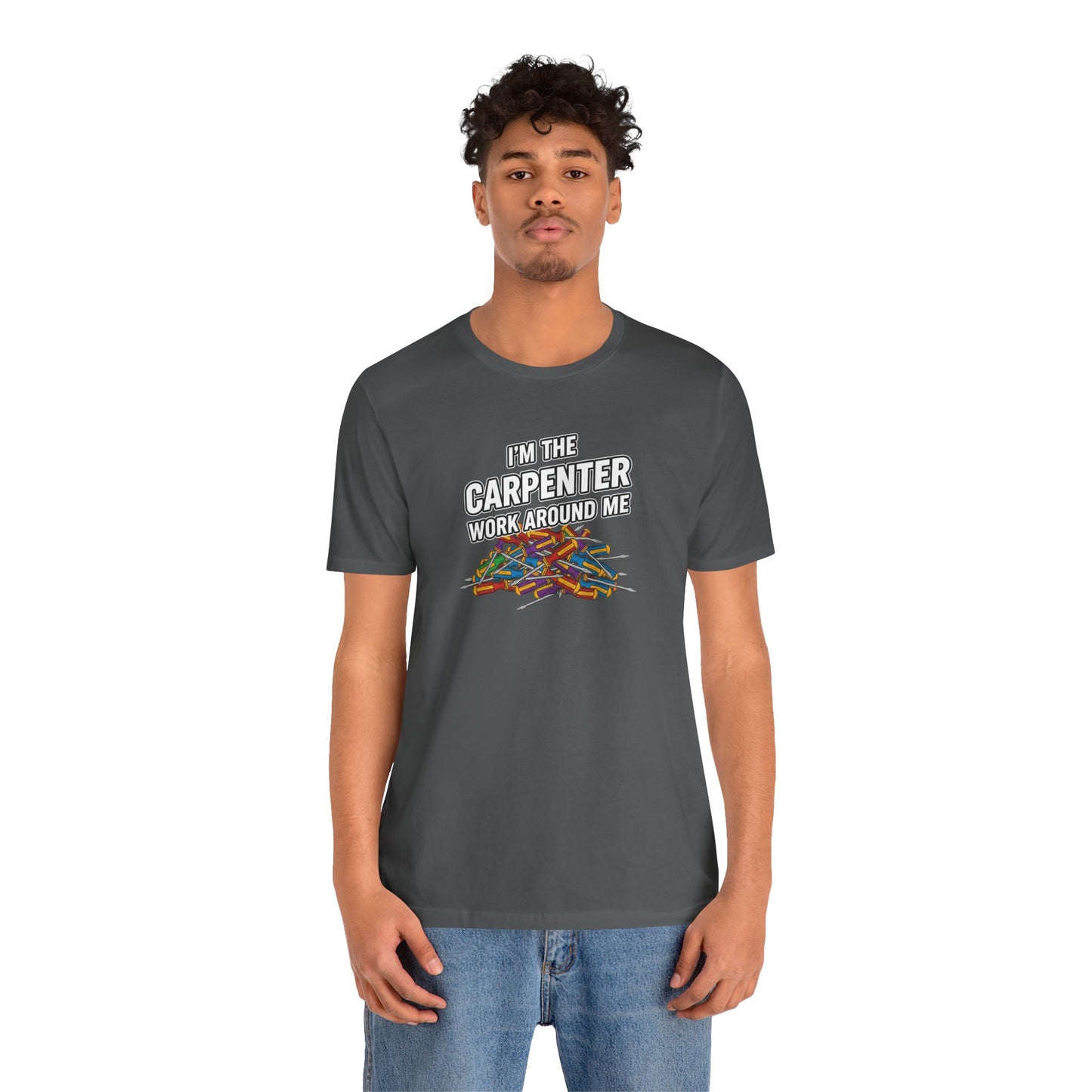 Male model wearing asphalt grey carpenter work shirt - premium streetwear with attitude by method369