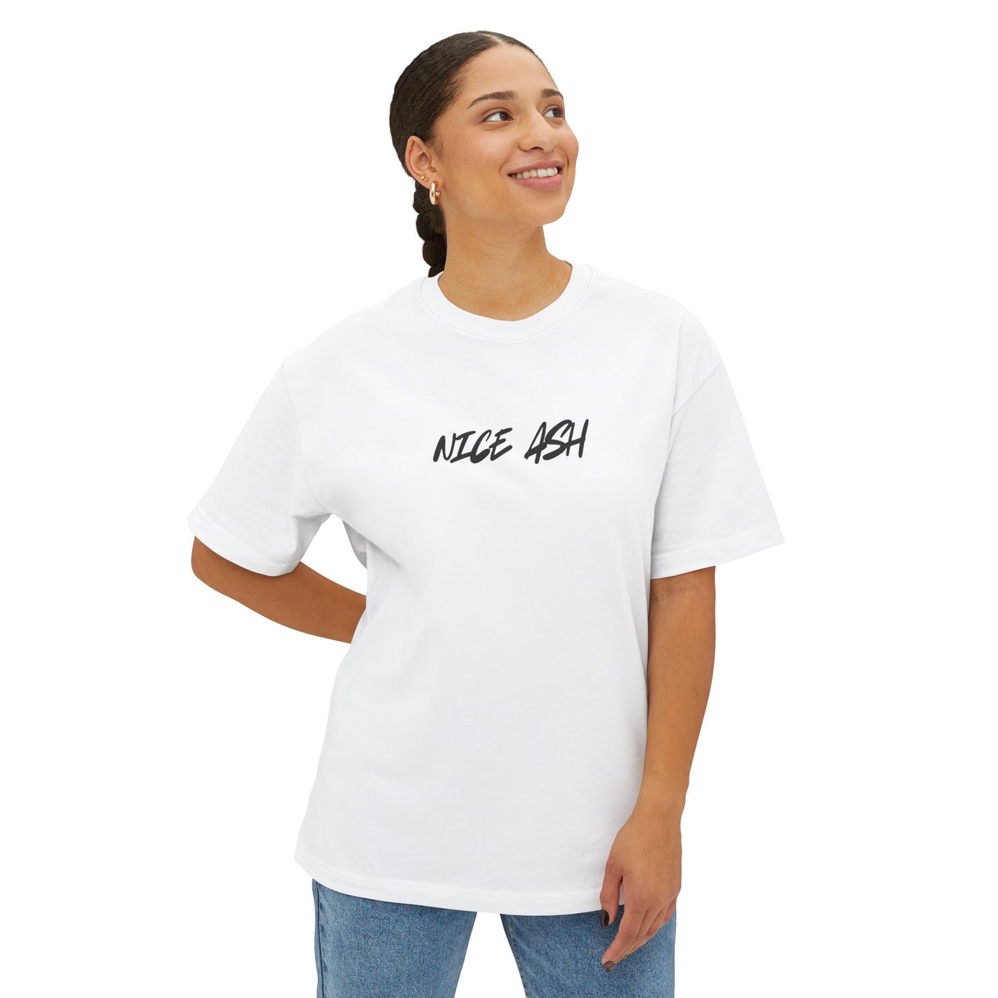 NICE ASH Graphic Tee — Vintage Cigarette-Smoker Slogan T‑Shirt- Unisex Oversized Boxy Tee