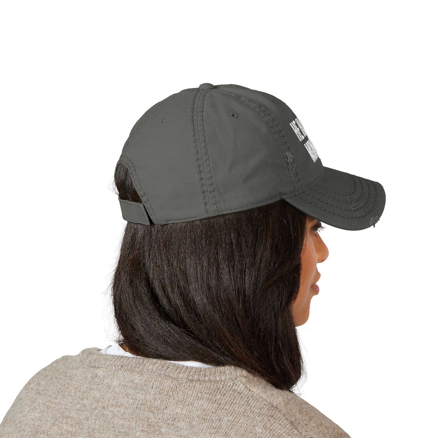 HE HAD NO MONOCLE - (White Text)-Distressed Dad Hat (Embroidery)