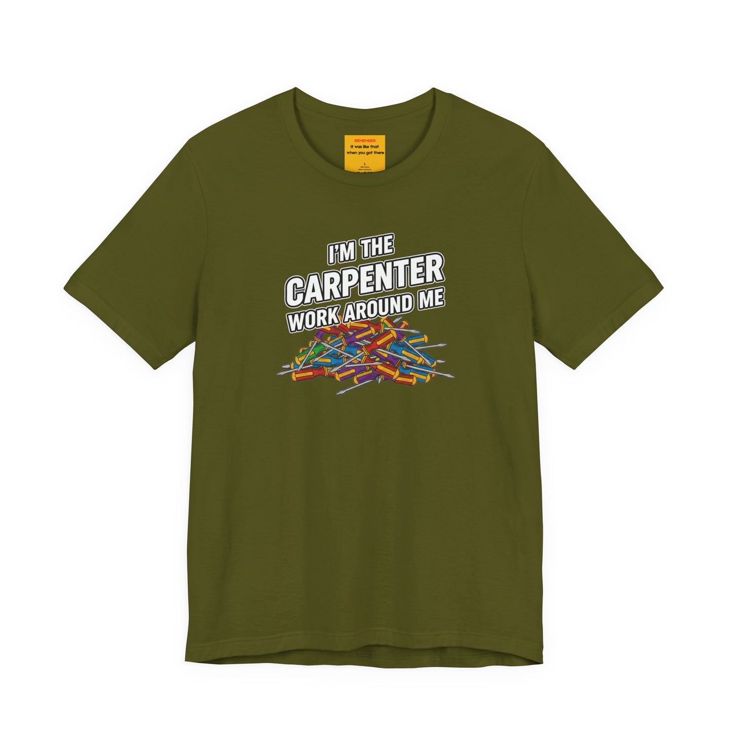 Olive color  carpenter work shirt with hidden message neck label - method369 premium streetwear