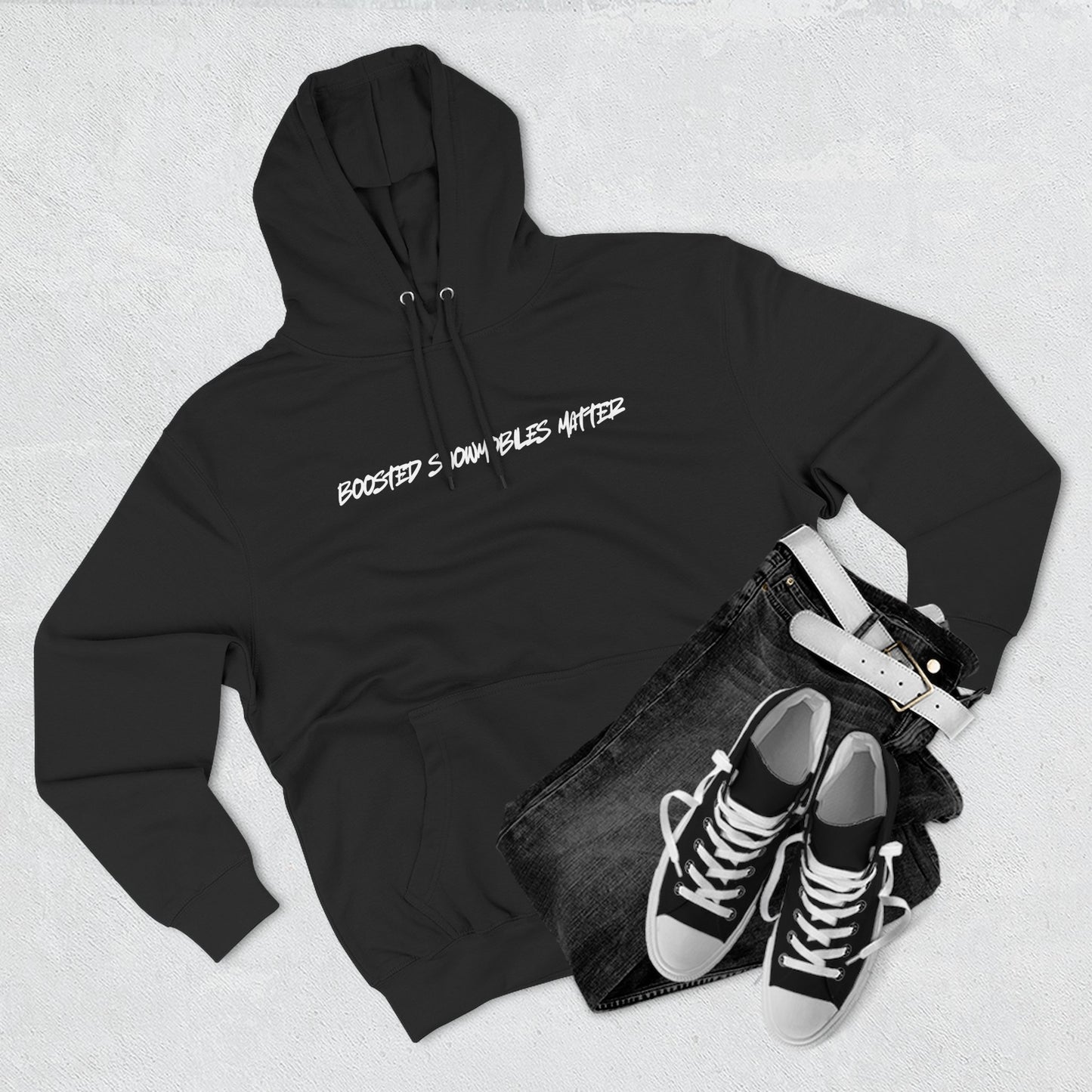 black BOOSTED SNOWMOBILES MATTER graphic hoodie - eco-friendly turbo sled life streetwear