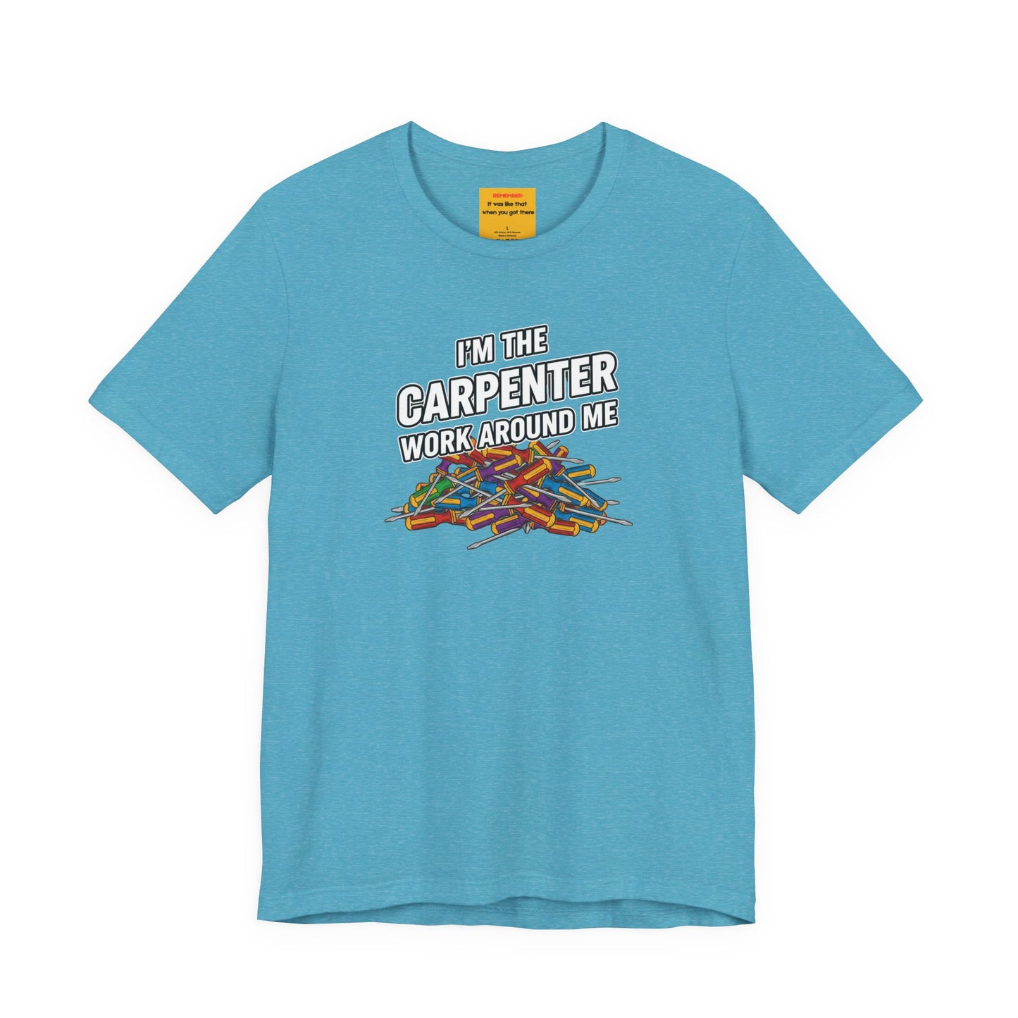 Heather aqua color carpenter work shirt with hidden message neck label - method369 premium streetwear