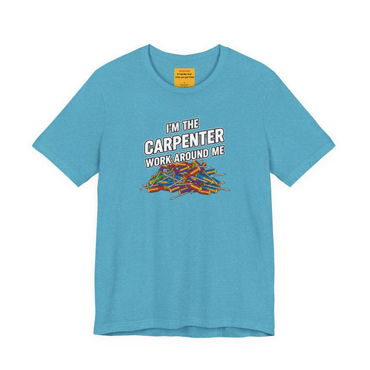 Heather aqua color carpenter work shirt with hidden message neck label - method369 premium streetwear