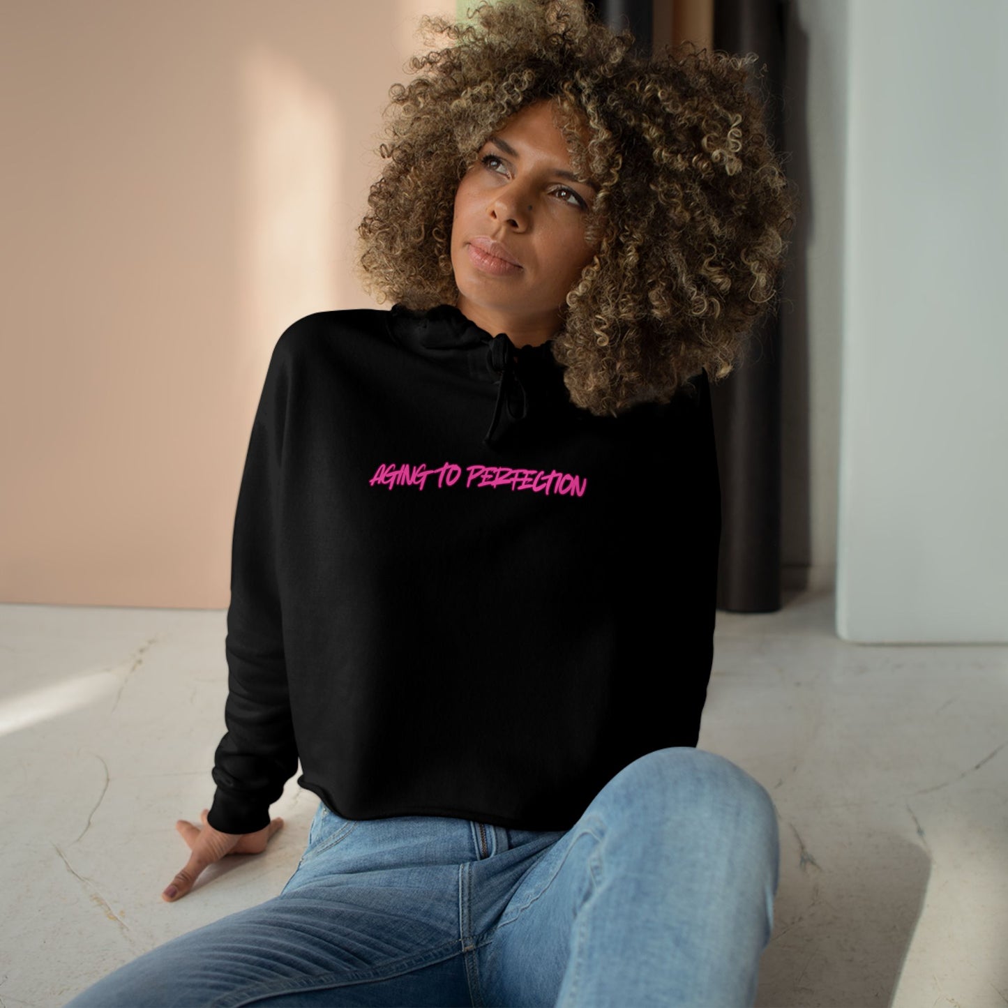 AGING TO PERFECTION-Crop Hoodie