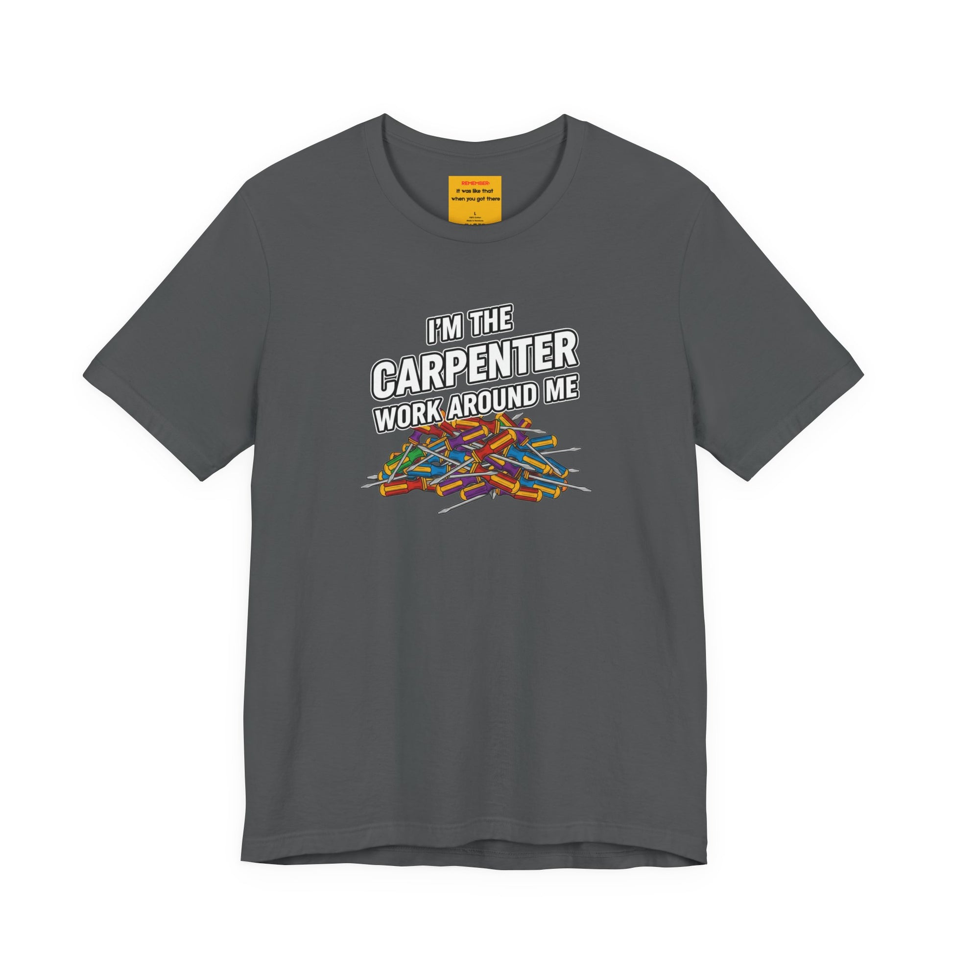 Asphalt gray carpenter work shirt with hidden message neck label - method369 premium streetwear