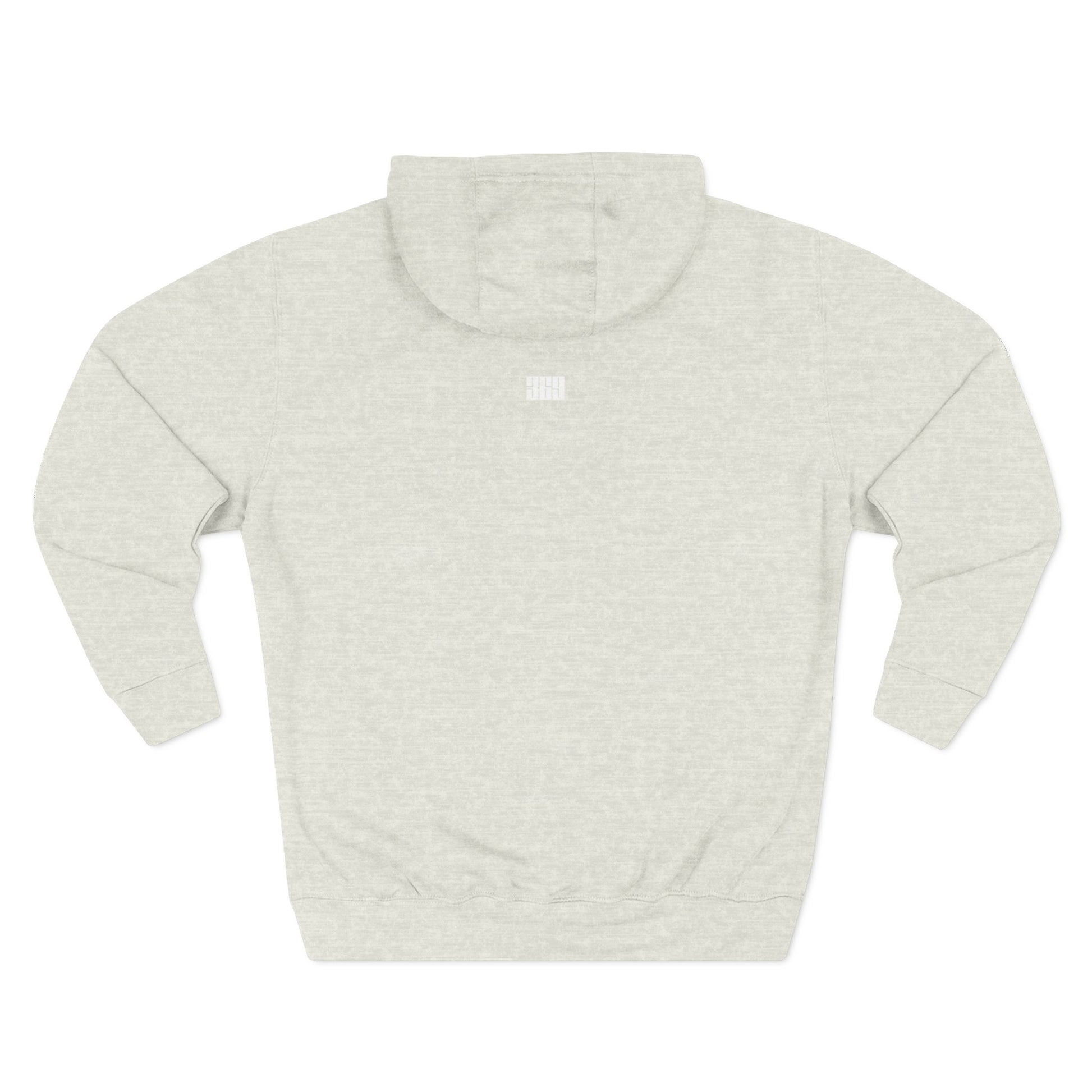 back of light grey oatmeal  sandshell pullover hoodie with 369 text - funny breakup hoodie anti-Valentine's