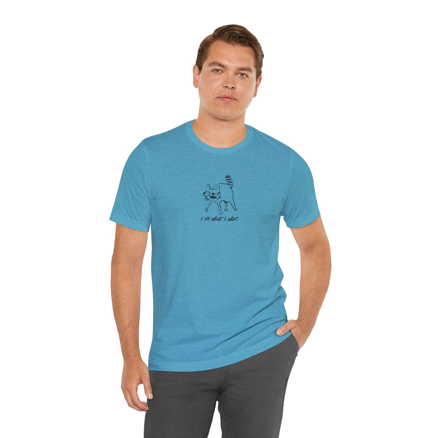Person wearing I DO WHAT I WANT shirt - funny cat mom cat dad apparel