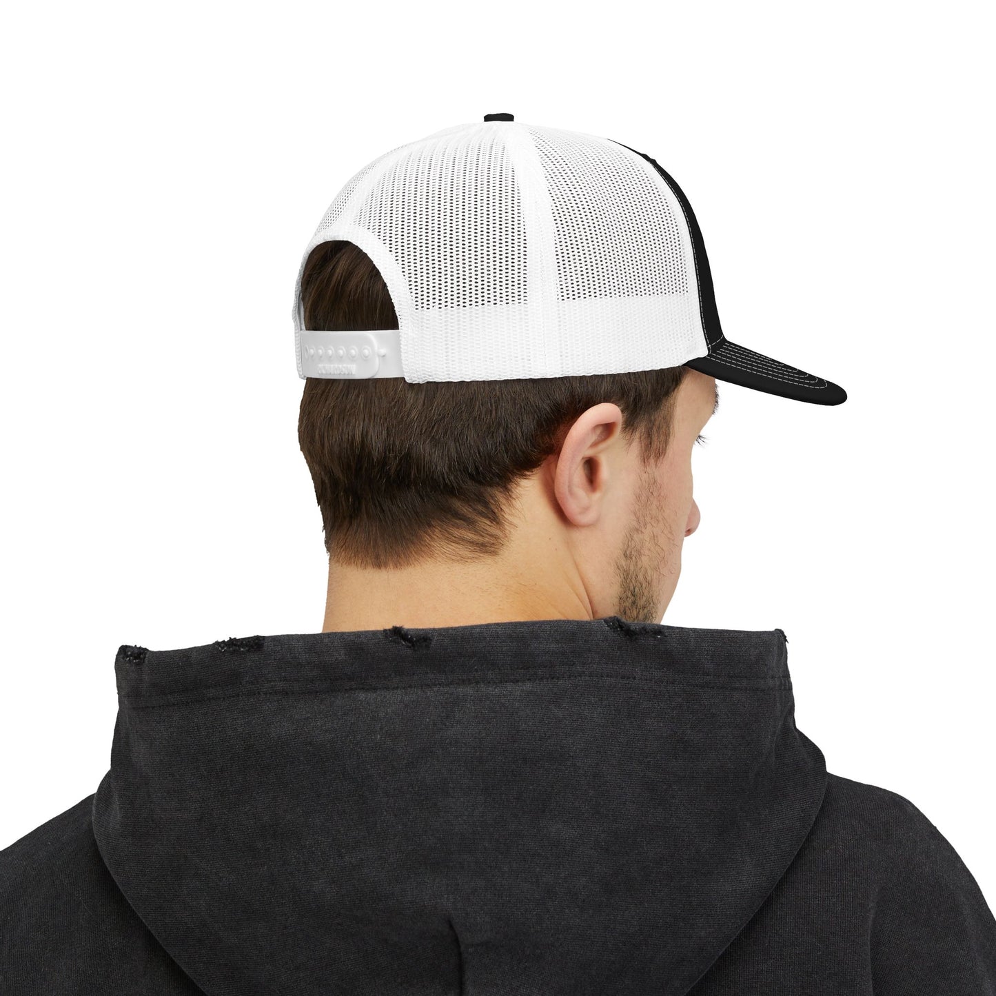 HE HAD A MONOCLE - (White Text)- Snapback Trucker Cap (Embroidery)