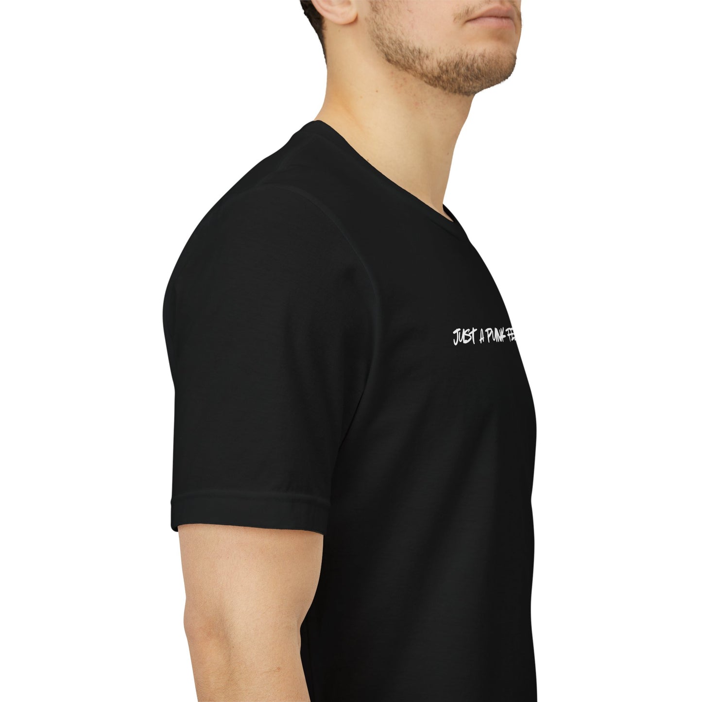 JUST A PUNK FEELIN' LUCKY- (Trust The Universe To Catch You neck label) -Unisex Jersey Short Sleeve Tee— Clint Eastwood Punk Vibe T-Shirt