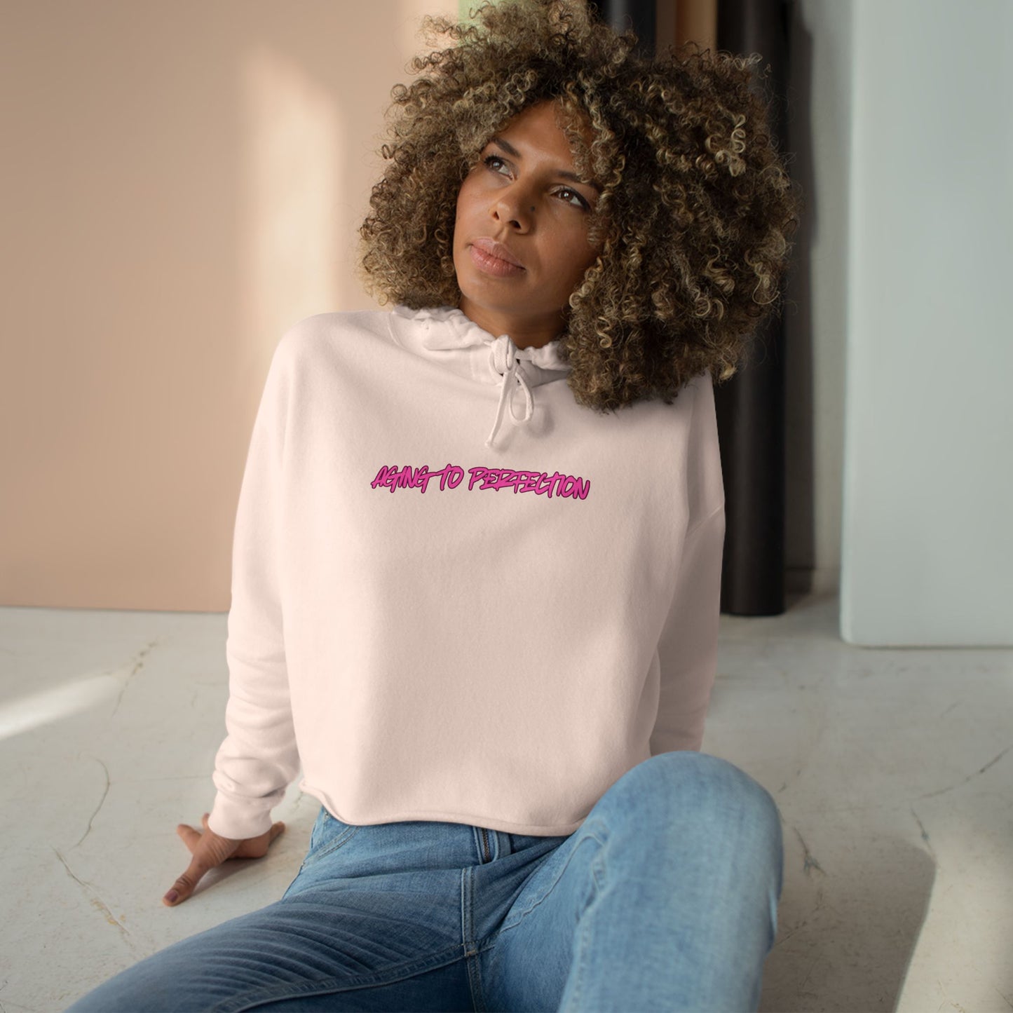 AGING TO PERFECTION-Crop Hoodie