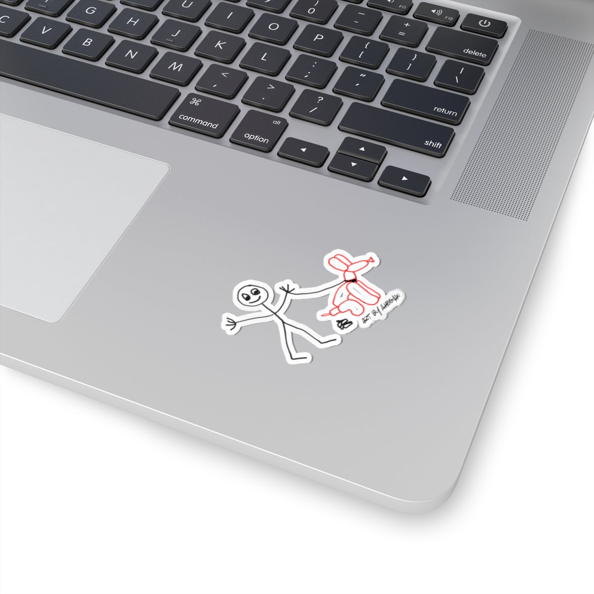 STICK MAN WALKING BALLOON DOG -Kiss-Cut Stickers
